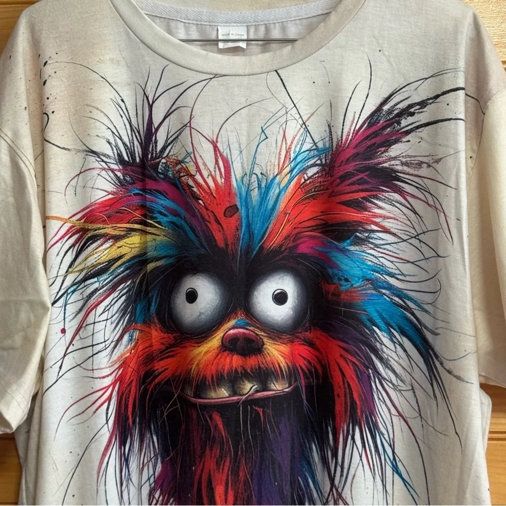 Casual Colorful Monster Graphic T-Shirt 3XL